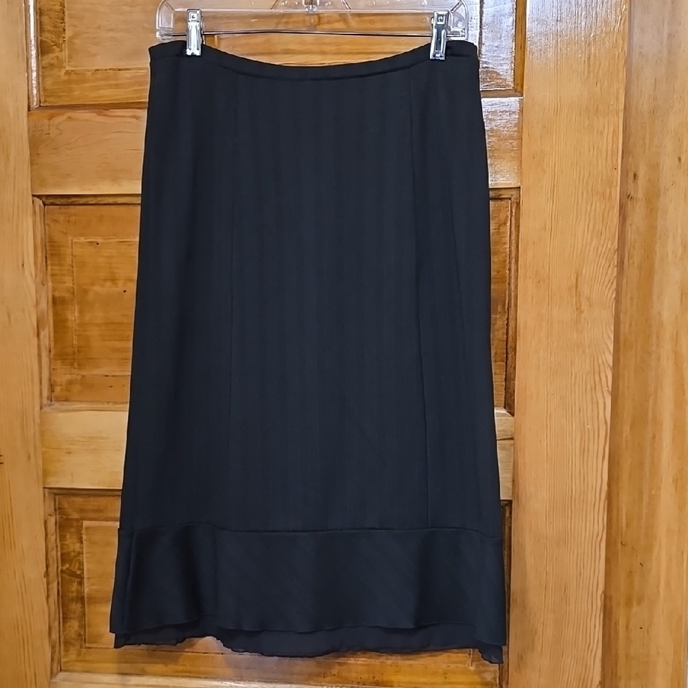 Emma James Black Midi Pencil Skirt Ruffled Hem M